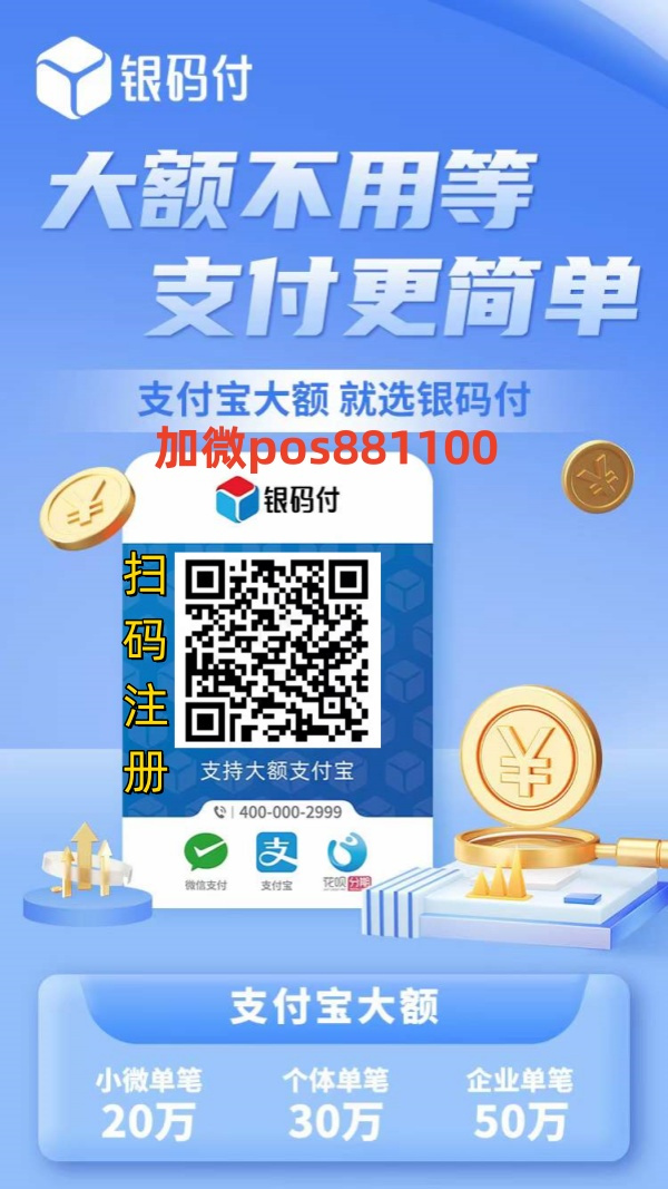 银码付，支付宝＆微信大额收款码单笔可20W